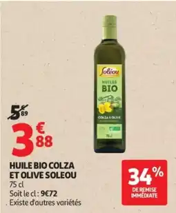 Auchan Supermarché SOLEOU Huile bio colza et olive offre