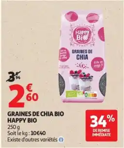 Auchan Supermarché HAPPY BIO Graines de chia bio offre