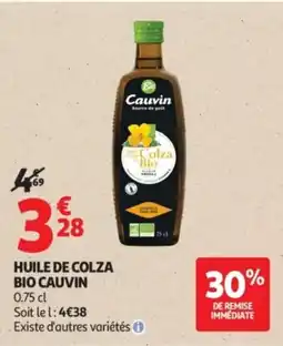 Auchan Supermarché BIO CAUVIN Huile de colza offre