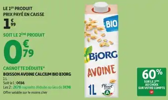 Auchan Supermarché BJORG Boisson avoine calcium bio offre
