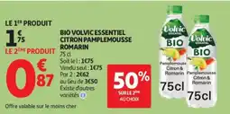 Auchan Supermarché VOLVIC Bio essentiel citron pamplemousse romarin offre