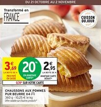Intermarché Chaussons aux pommes pur beurre x4 offre