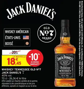 Intermarché Whiskey tennessee old n°7 jack daniel's offre