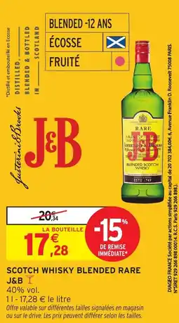 Intermarché Scotch whisky blended rare j&b offre