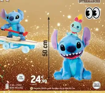 Intermarché Peluche Stitch avec Scrump sur la tête 50 cm offre