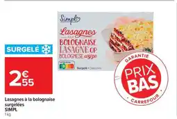 Carrefour LASAGNES À LA BOLOGNAISE SURGELÉES offre