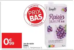 Carrefour Market Jus de raisin SIMPL offre