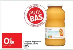 Carrefour Market Compote de pommes allégée en sucres SIMPL offre
