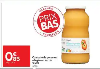 Carrefour Market Compote de pommes allégée en sucres SIMPL offre