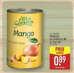 ALDI All Seasons Mangues en Tranches offre