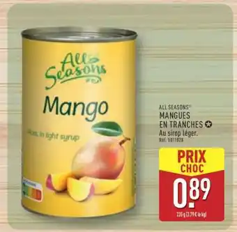 ALDI All Seasons Mangues en Tranches offre