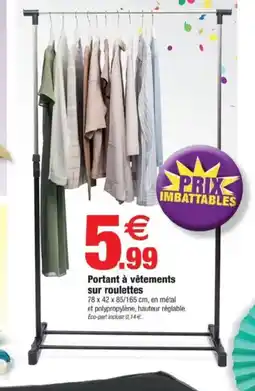 Bazarland Portant à vêtements sur roulettes offre