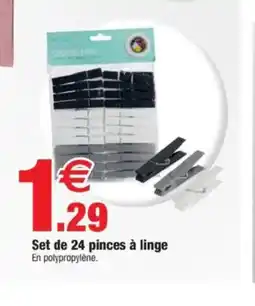 Bazarland Set de 24 pinces à linge offre