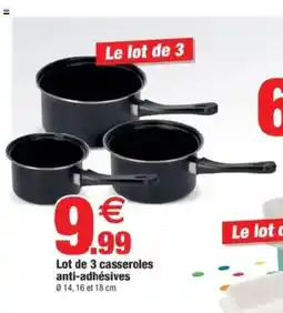 Bazarland Lot de 3 casseroles anti-adhésives offre