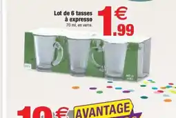 Bazarland Lot de 6 tasses à expresso offre