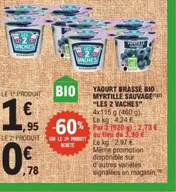 E.Leclerc Express LES 2 VACHES Yaourt brasse bio myrtille sauvage offre