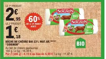 SOIGNON Buche de chèvre bio 23% mat.gr.