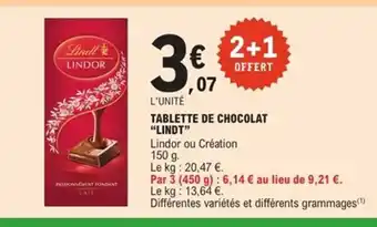 LINDT Tablette de chocolat