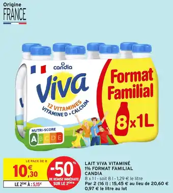 Lait viva vitaminé 1% format familial candia