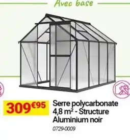 Oogarden Serre polycarbonate 4,8 m² - Structure Aluminium noir offre