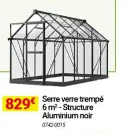 Oogarden Serre verre trempé 6 m² - Structure Aluminium noir offre