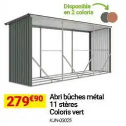 Oogarden Abri bûches métal 11 stères Coloris vert offre