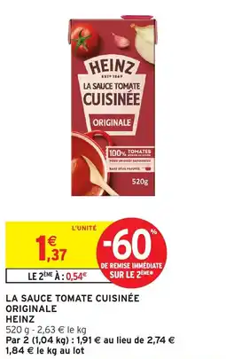 Intermarché La sauce tomate cuisinée originale heinz offre