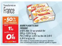 Netto PRÉSIDENT Beurre plaquette doux offre