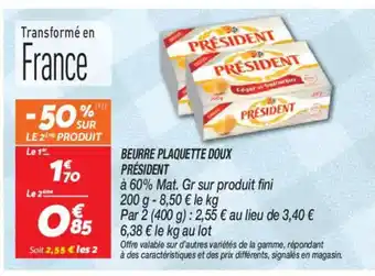 PRÉSIDENT Beurre plaquette doux