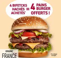 Carrefour 4 biftecks hachés achetés = 4 pains burger offerts offre
