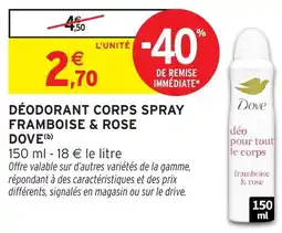 Intermarché Déodorant corps spray framboise & rose dove offre