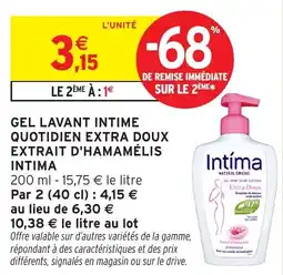 Intermarché Gel lavant intime quotidien extra doux extrait d'hamamélis intima offre