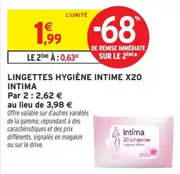 Intermarché Lingettes hygiène intime x20 intima offre