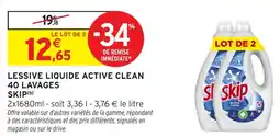 Intermarché Lessive liquide active clean 40 lavages skip offre