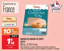 Netto NETTO Mousse de canard au porto offre