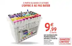 Intermarché 60 marqueurs permanents double pointe offre