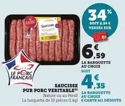 Bi1 Saucisse pur porc veritable offre