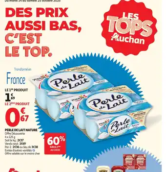 Auchan Supermarché PERLE DE LAIT Nature offre