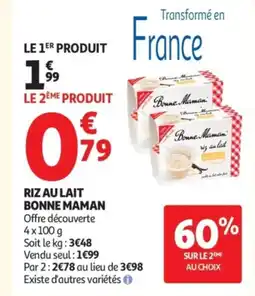 Auchan Supermarché BONNE MAMAN Riz au lait offre