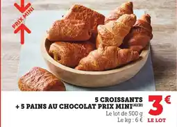 Bi1 5 croissants + 5 pains au chocolat prix mini offre