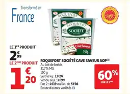 Auchan Supermarché ROQUEFORT SOCIÉTÉ Cave saveur aop offre