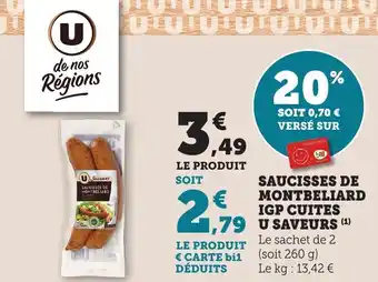 Bi1 Saucisses de montbeliard igp cuites u saveurs offre