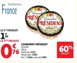 Auchan Supermarché PRÉSIDENT Camembert offre