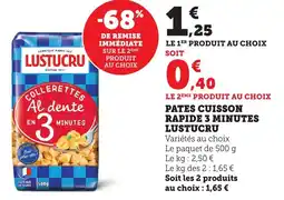 Bi1 Pates cuisson rapide 3 minutes lustucru offre