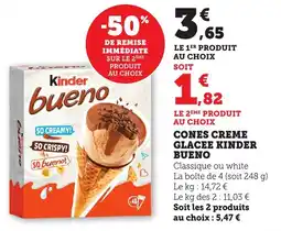 Bi1 Cones creme glacee kinder bueno offre