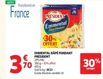 Auchan Supermarché PRÉSIDENT Emmental râpé fondant offre