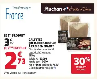 Auchan Supermarché Galettes bretonnes auchan à table en france offre