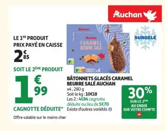 Auchan Supermarché AUCHAN Bâtonnets glacés caramel beurre salé offre