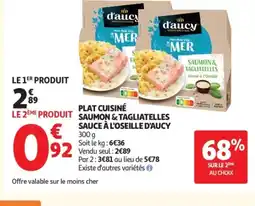 Auchan Supermarché D'AUCY Plat cuisine saumon& tagliatelles sauce à l'oseille offre