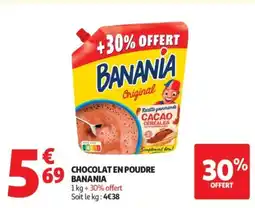 Auchan Supermarché BANANIA Chocolat en poudre offre